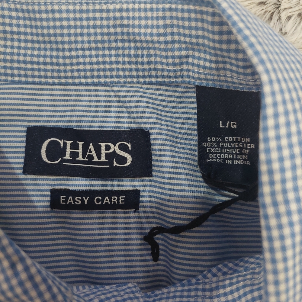 Nwot Chaps gingham & strip long-sleeve button-down‎ shirt size large - Picture 4 of 5